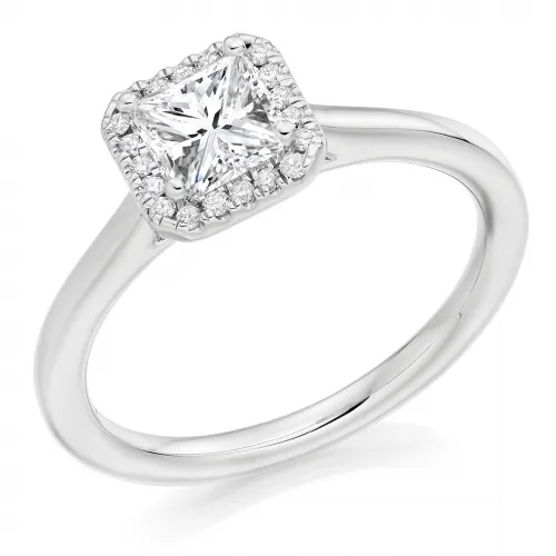 Square Diamond Halo Engagement Rings